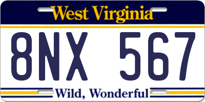 WV license plate 8NX567