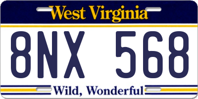 WV license plate 8NX568