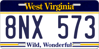 WV license plate 8NX573