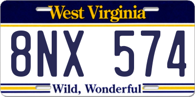 WV license plate 8NX574