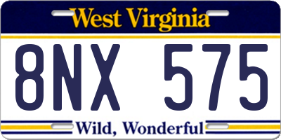 WV license plate 8NX575