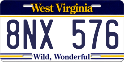 WV license plate 8NX576