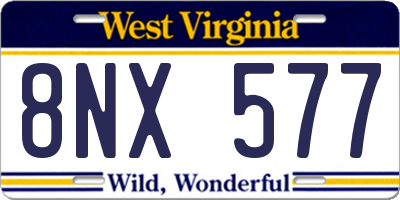 WV license plate 8NX577