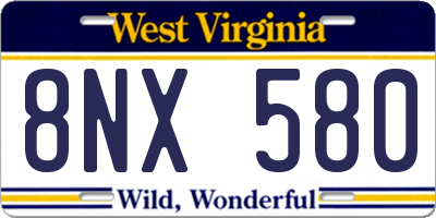 WV license plate 8NX580