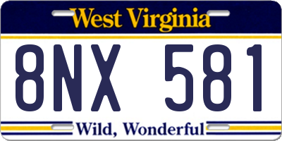 WV license plate 8NX581