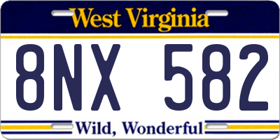 WV license plate 8NX582