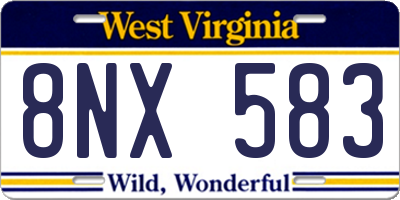WV license plate 8NX583