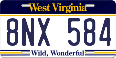 WV license plate 8NX584