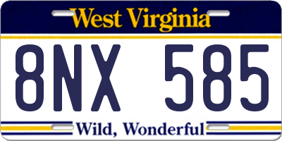 WV license plate 8NX585