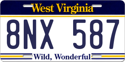 WV license plate 8NX587