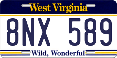 WV license plate 8NX589