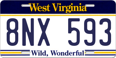 WV license plate 8NX593