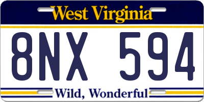 WV license plate 8NX594