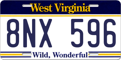 WV license plate 8NX596