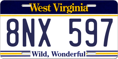 WV license plate 8NX597