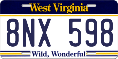 WV license plate 8NX598