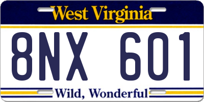 WV license plate 8NX601