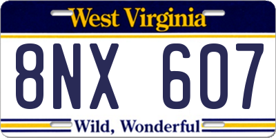 WV license plate 8NX607