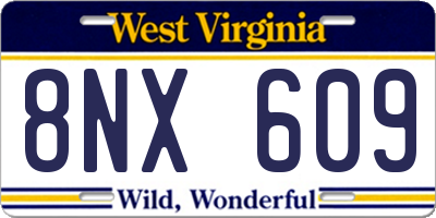 WV license plate 8NX609