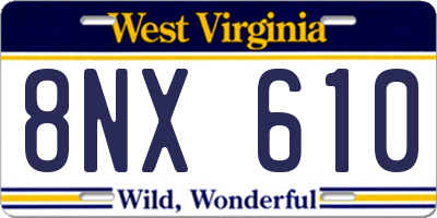 WV license plate 8NX610