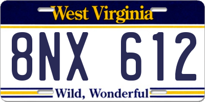 WV license plate 8NX612