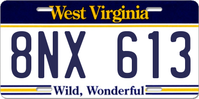 WV license plate 8NX613
