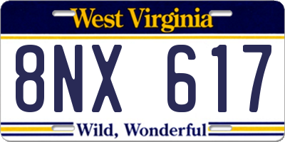 WV license plate 8NX617