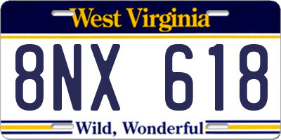 WV license plate 8NX618