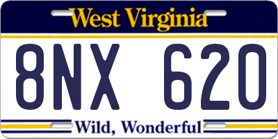 WV license plate 8NX620