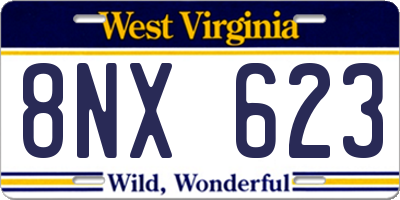 WV license plate 8NX623