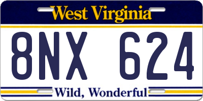 WV license plate 8NX624