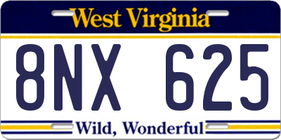 WV license plate 8NX625