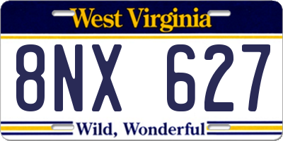 WV license plate 8NX627