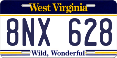 WV license plate 8NX628