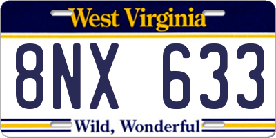 WV license plate 8NX633