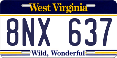 WV license plate 8NX637