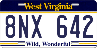 WV license plate 8NX642