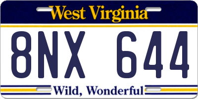 WV license plate 8NX644
