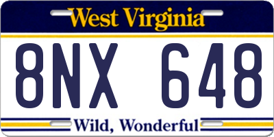 WV license plate 8NX648