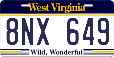 WV license plate 8NX649