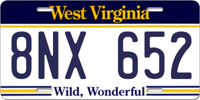 WV license plate 8NX652