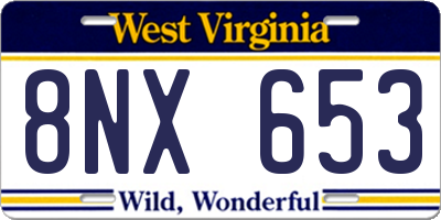 WV license plate 8NX653