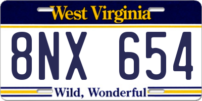 WV license plate 8NX654