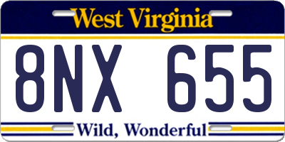 WV license plate 8NX655