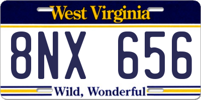 WV license plate 8NX656