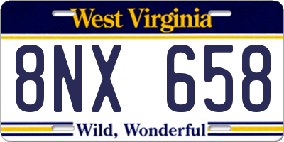 WV license plate 8NX658