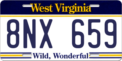 WV license plate 8NX659