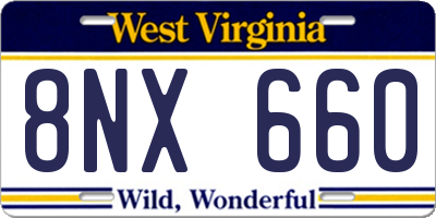 WV license plate 8NX660