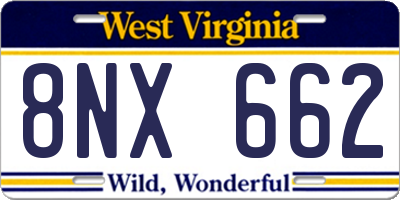 WV license plate 8NX662