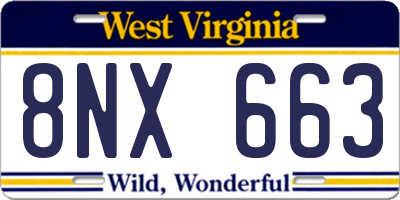 WV license plate 8NX663